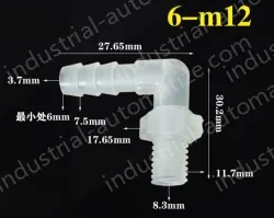 6-M12-M thread right angle elbow