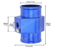 Water Temperature Connector Tube, Radiator Sensor, Temperature Sensor Connector, 38mm Aluminum, with Clamp