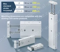 Dual Rod Cylinder Basic Type CXS2 Series &oslash;6, &oslash;10, &oslash;16, &oslash;20, &oslash;25, &oslash;32