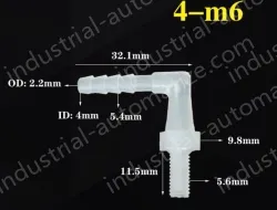 4-M6-M thread right angle elbow