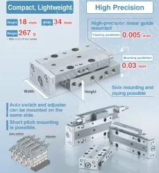 Air Slide Table MXJ Series Double acting ø12, ø16