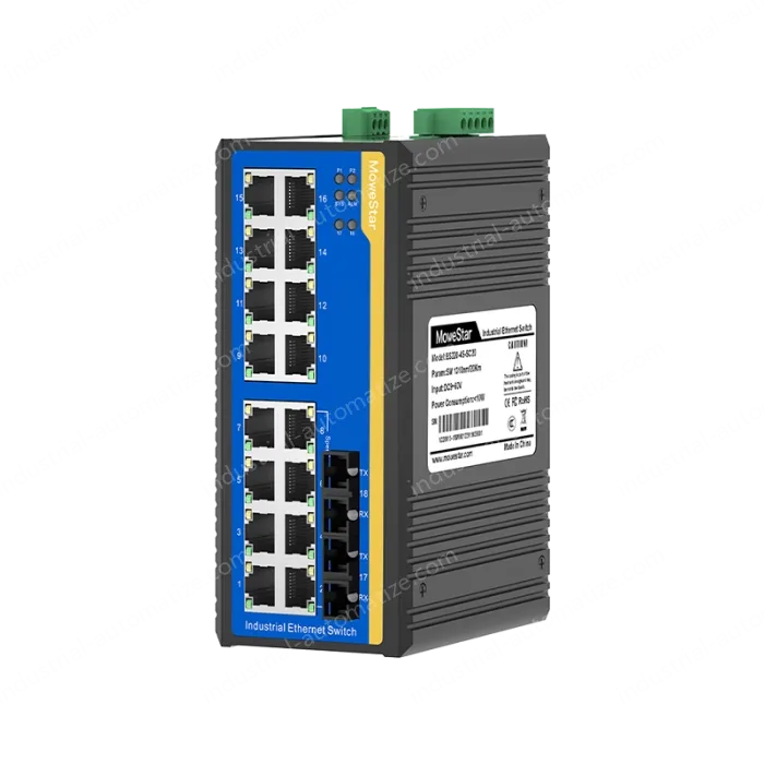 2 Ports 100M F(x) + 16 Ports 10/100M T(x) Din-Rail Unmanaged Industrial Ethernet Switch