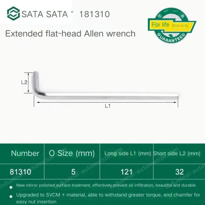 Extended flat head hex wrench 5mm 81310