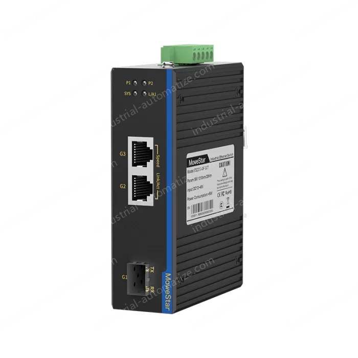 1 Port Gigabit SFP + 2 Ports Gigabit RJ45 Din Rail industrial media converter