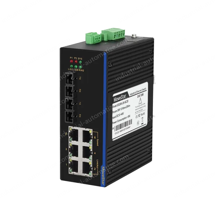 2 Ports 100M F(x) + 6 Ports 10/100M T(x) Din-Rail Unmanaged Industrial Ethernet Switch