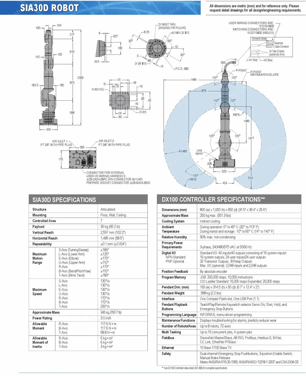 SIA30D robot spec diagram