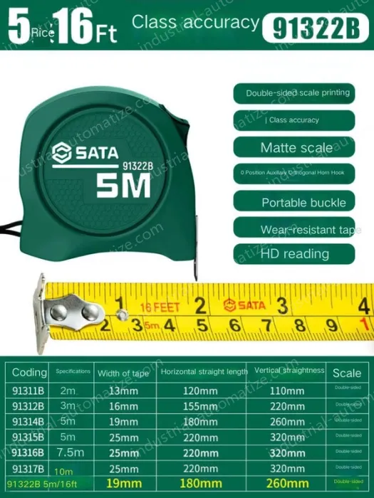 Class 1 accuracy - 5 m / 16 ft - ruler width 19mm - 91322B