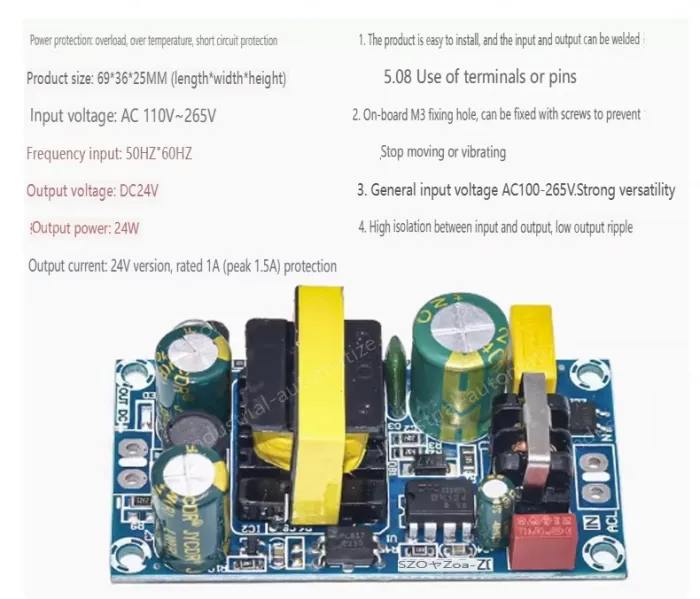 AC-DC buck module: 220V to 24V 1A isolating switching power supply module