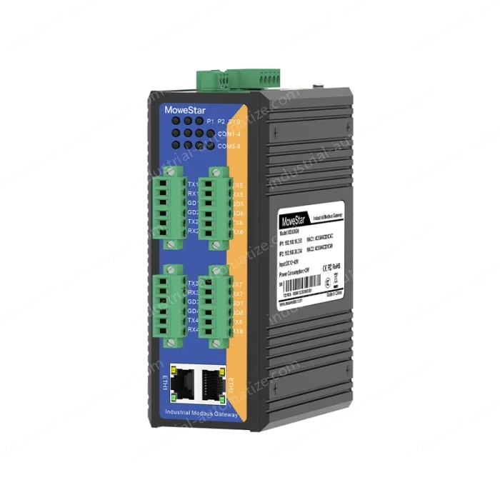 8 Ports RS232 to 2 Ports Ethernet Modbus Industrial Smart Gateway