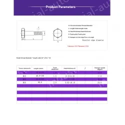 Half thread external hexagonal bolt M6*60