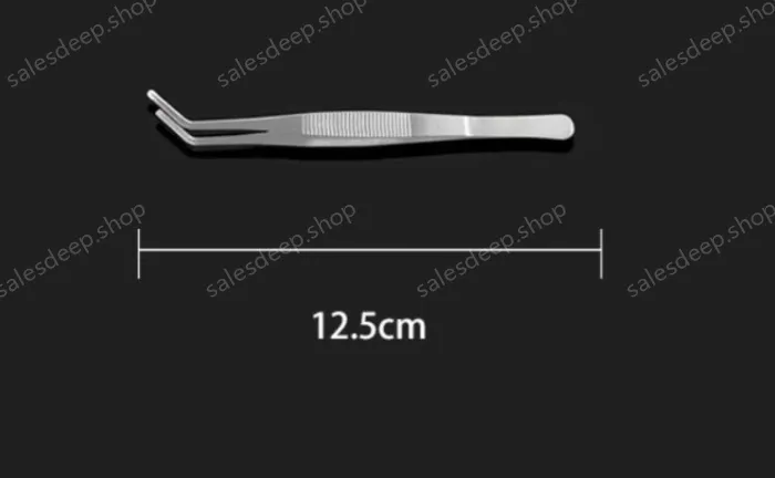 Stainless steel tweezers Curved round head (thick) 12.5cm