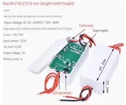 AC-DC buck module: 220V to 12V 1A isolating switching power supply module With wire bonding housing