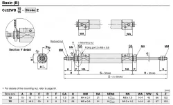 Built-in Speed Controller Type Double Acting, Double Rod CJ2ZW Series