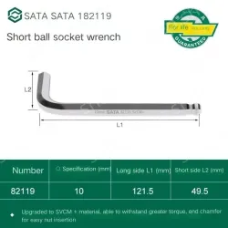 Short ball hex wrench 10mm 82119